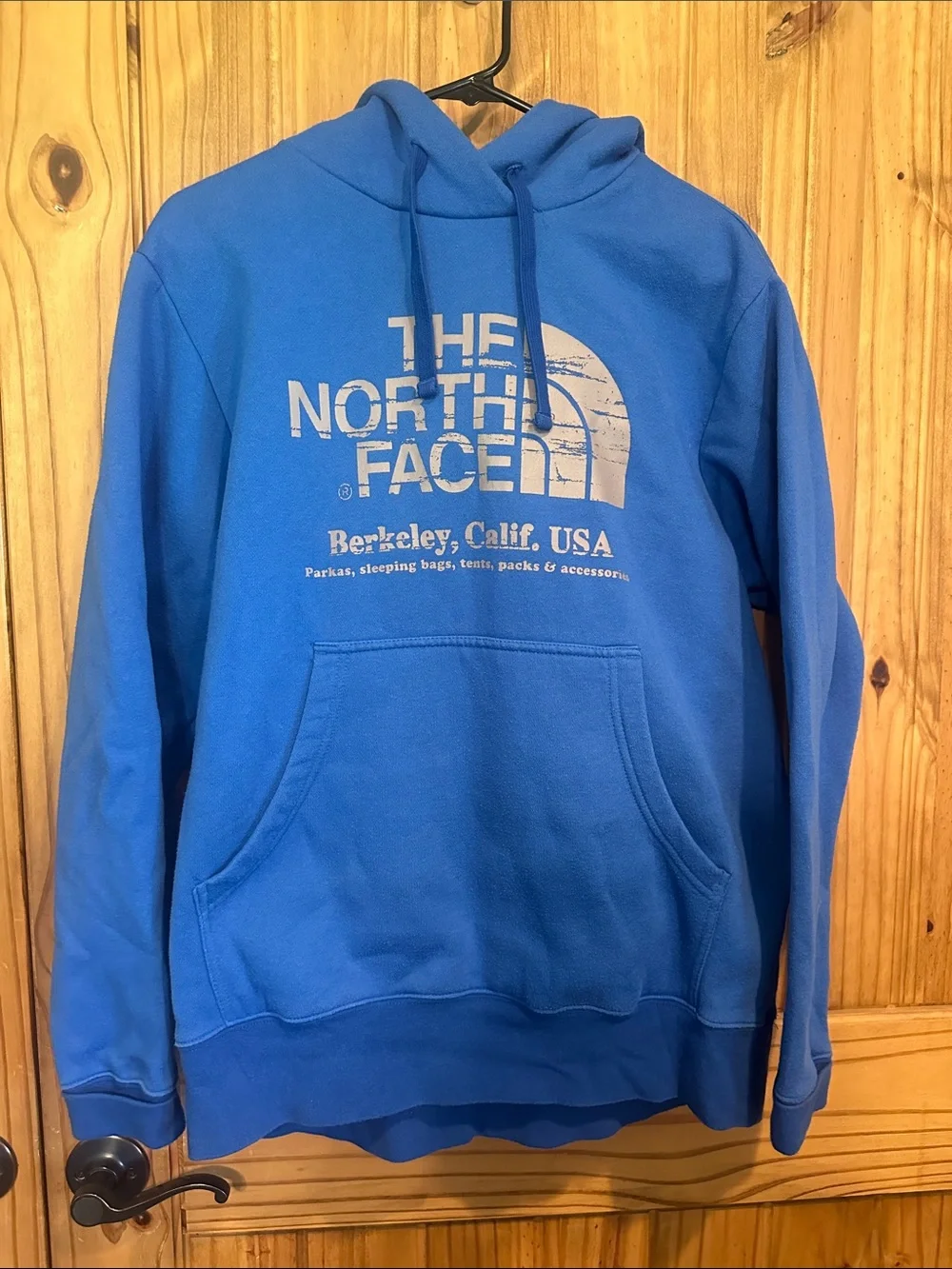 The North Face Blue Pullover Hoodie with White Logo